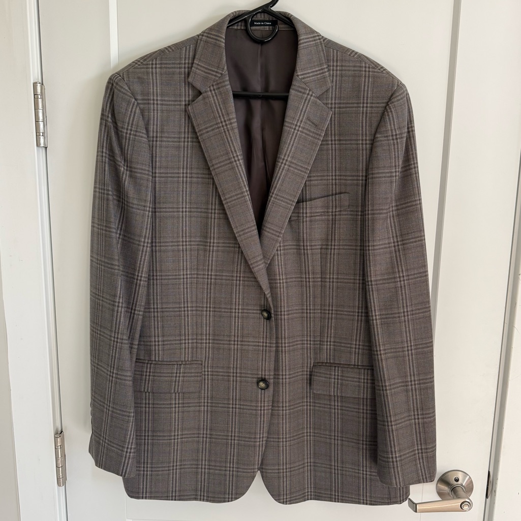 Joseph  Feiss Gold Classic Fit Gray Plaid Sport Coat Blazer